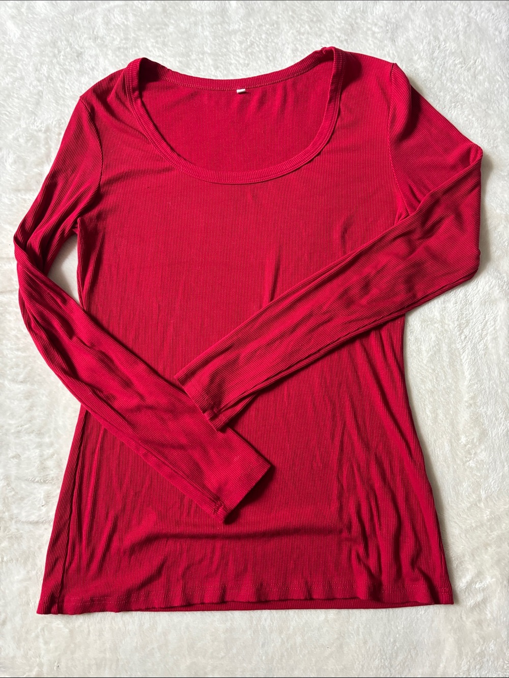Women's Long Sleeve Scoop Neck Top - Red SZ XL